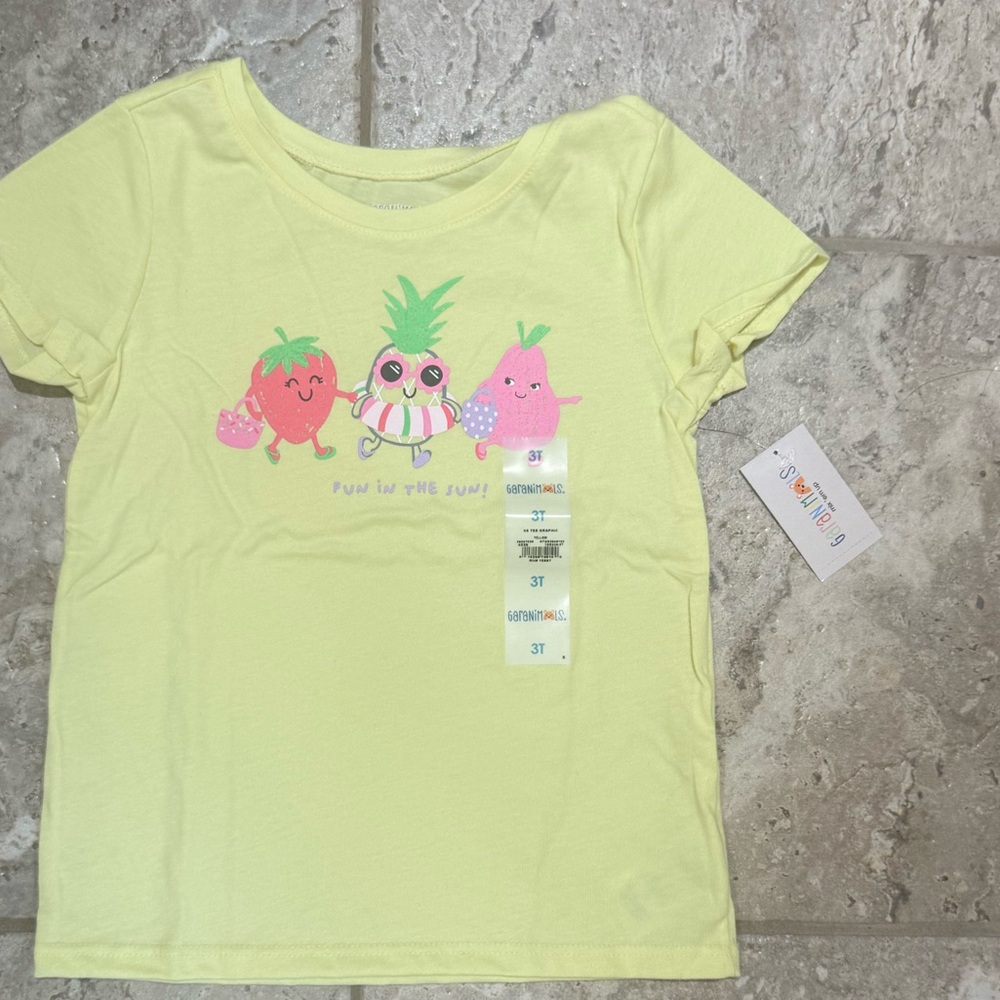 NWT Size 3 Garanimals Yellow T-Shirt with Fruit Print